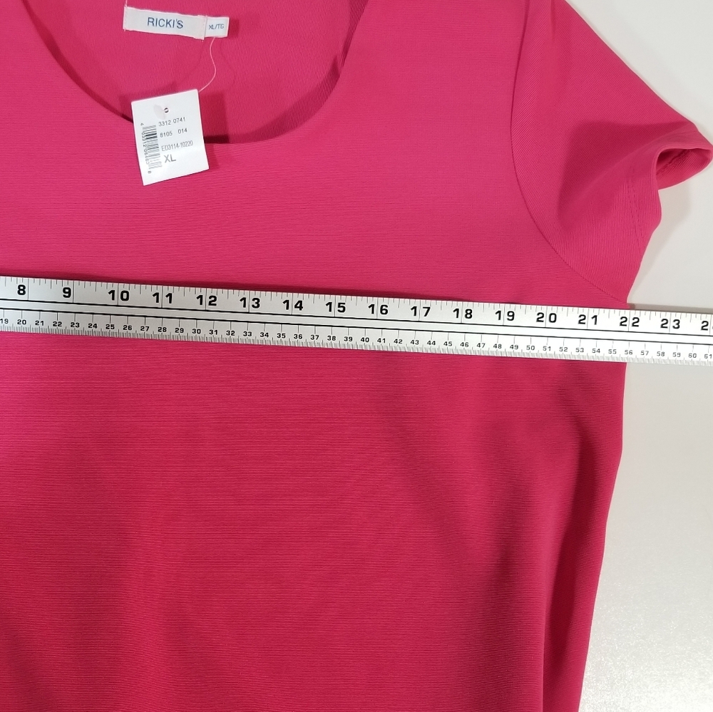 Ricki’s Pink Short Sleeve Tunic Top Side Zipper Stripe Detail XL - Picture 5 of 7